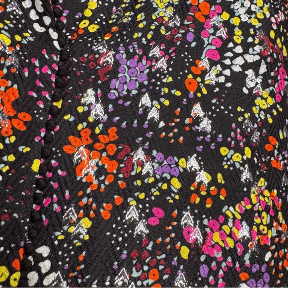 Derek Lam 10 Crosby Black Floral Print Silk Blend Metallic Bell Sleeve Blouse 2 - Picture 10 of 12